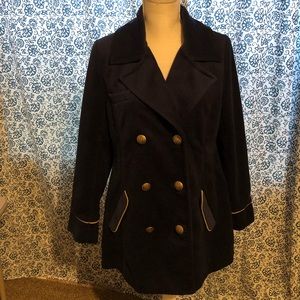 Darling blue faux velvet coat.